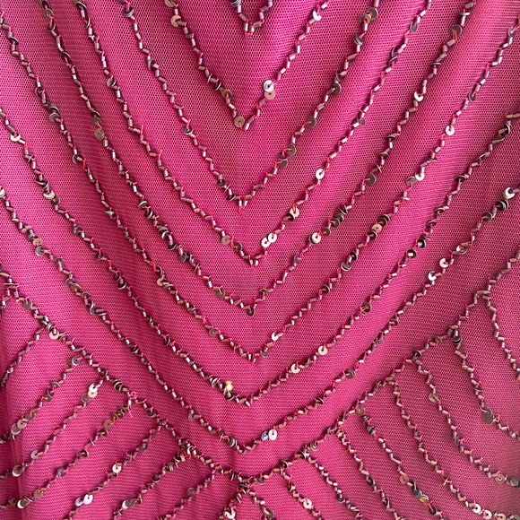 Adrianna Papell Art Deco beaded blouson gown in cassis - Picture 9 of 12
